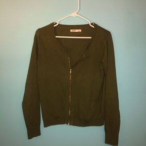 Olive green zip up cardigan
